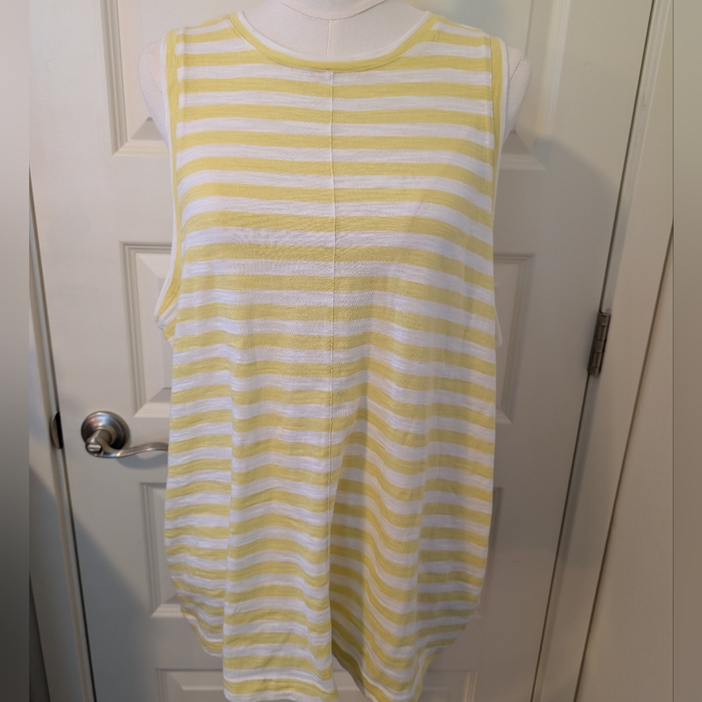 CASLON Tank Top Yellow and White Stripes Plus Size 1X NWOT